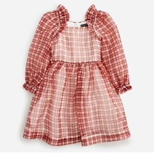 J Crew Girls Crewcuts Fairy Tale Dress in Organza Red Plaid Size 14